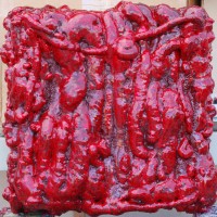 Mini Material Experiment #1, 16"X 16"X7", oil and polyurethane foam on board, 2016