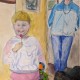Bachbeane and Mom, March 2023; pencil and gouache on paper on paper; 2023