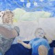 26.1 Bachbeane at 13 Months/Dad at 73 Years, pencil and gouache on paper on foam core board, 2021