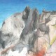 16. Section of Northeast Face of Mt. Winchell from the Agassiz Cole, 11" x 14", pencil and gouache on paper, 2016