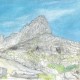 15. Peak 12,416 (on Glacier Ridge) from the East in Cloud Canyon, 9" x 11", pencil and gouache on paper, 2013